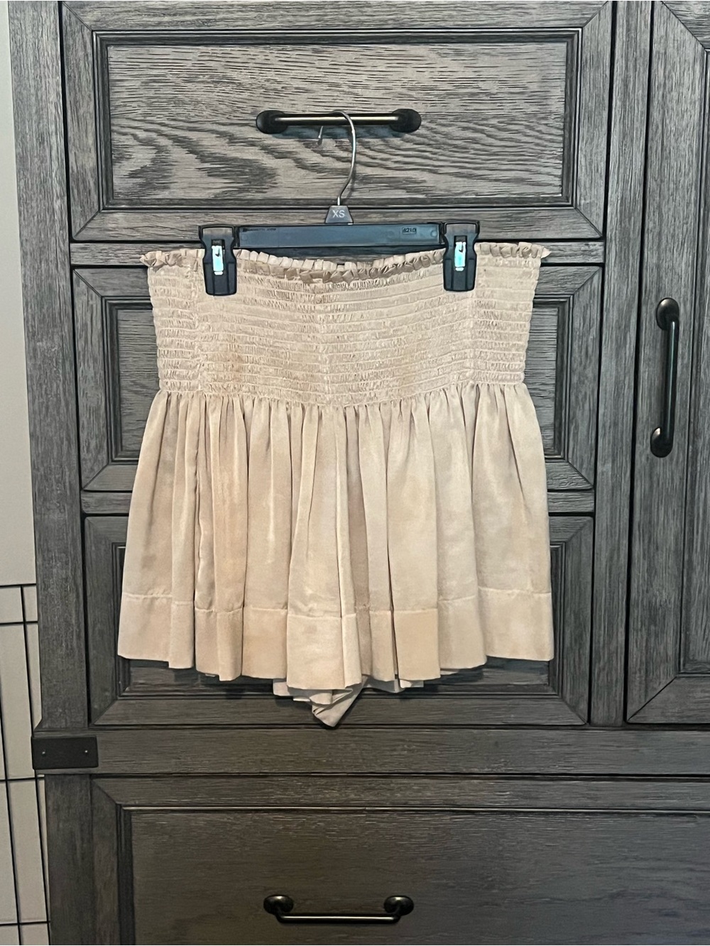 KOCH Beige Erica Smocked High-Waist Skirted Shorts